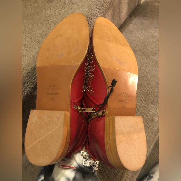 Zara red studded boots - Picture 4 of 4